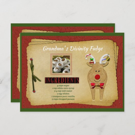 Oma's Divinity Fudge RECIPE KAART (Voorkant / Achterkant)