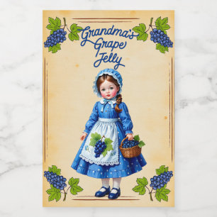 Oma's Druivenjam Vintage Voedselcontainer Etiket