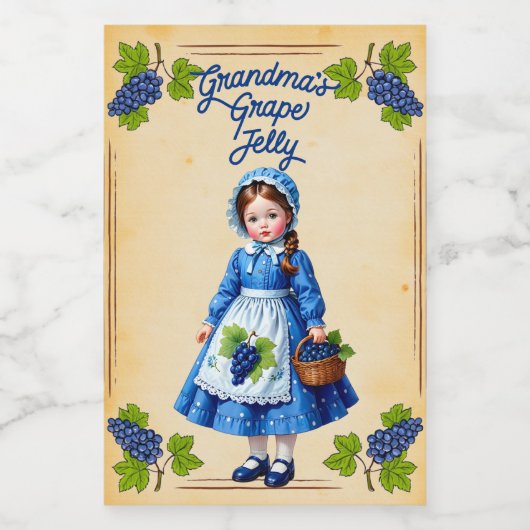 Oma's Druivenjam Vintage Voedselcontainer Etiket (Enkel label)