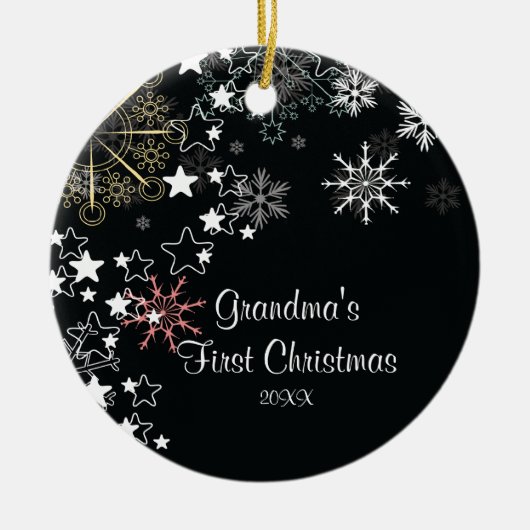 Oma's eerste kerst  Sneeuwvlokornament Keramisch Ornament (Voorkant)