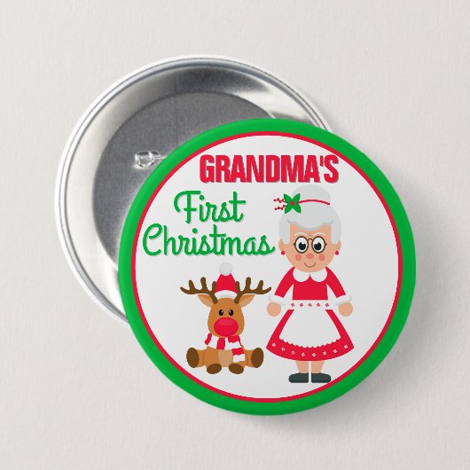 Oma's eerste kerstknop ronde button 7,6 cm (Voorkant /achterkant)