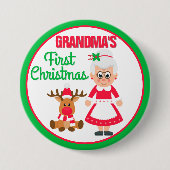 Oma's eerste kerstknop ronde button 7,6 cm (Voorkant)