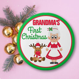 Oma's eerste kerstknop ronde button 7,6 cm