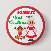 Oma's eerste kerstknop ronde button 7,6 cm (Voorkant)