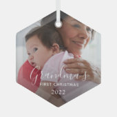 Oma's Eerste Kerstmis Glas Ornament (Voorkant)