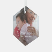 Oma's Eerste Kerstmis Glas Ornament (Voorkant links)