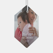 Oma's Eerste Kerstmis Glas Ornament (Voorkant Rechts)