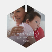 Oma's Eerste Kerstmis Glas Ornament (Achterkant)