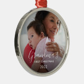 Oma's Eerste Kerstmis Metalen Ornament (Rechts)