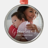 Oma's Eerste Kerstmis Metalen Ornament (Voorkant)