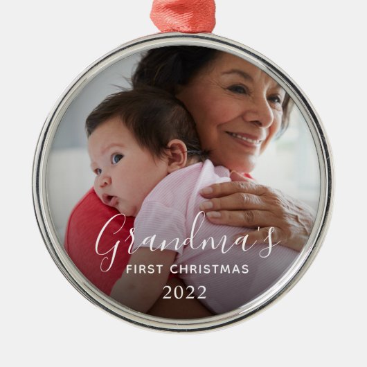 Oma's Eerste Kerstmis Metalen Ornament (Voorkant)