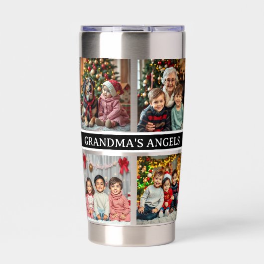 Oma's engelen | 8 foto sjabloon geïsoleerde drinkbeker (Voorkant)