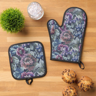 Oma's Floral Couch Pattern Afbeelding Ovenwant & Pannenlap Set