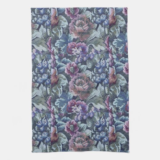 Oma's Floral Couch Pattern Afbeelding Theedoek (Verticaal)