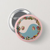 Oma's Floral Yin Yang Ronde Button 5,7 Cm (Voorkant /achterkant)