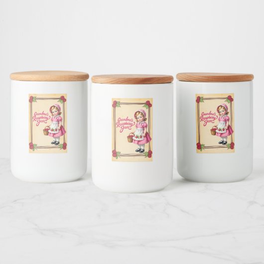 Oma's Frambozenjam Vintage Voedsetiket Voedselcontainer Etiket (Flessen)