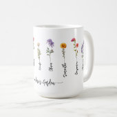 Oma's Garden Custom 9 Namen Script Wildflowers Koffiemok (Voorkant rechts)