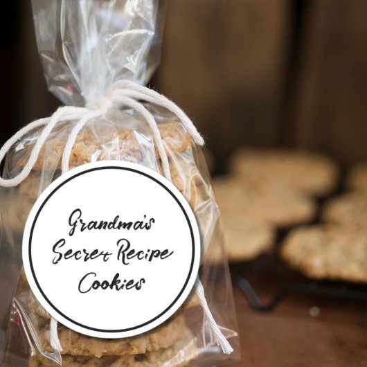 Oma's geheime recept cookies gepersonaliseerd ronde sticker