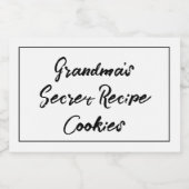 Oma's geheime recept cookies gepersonaliseerd voedselcontainer etiket (Enkel label)