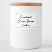 Oma's geheime recept cookies gepersonaliseerd voedselcontainer etiket (Voorkant)