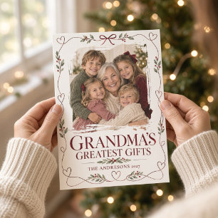 Oma's Grootste Geschenken Kerst Foto Hartjes Feestdagenkaart