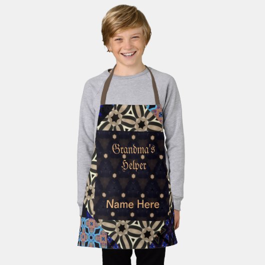 Oma's Helper in training en (naam hier) Kinderen Schort (Gedragen)