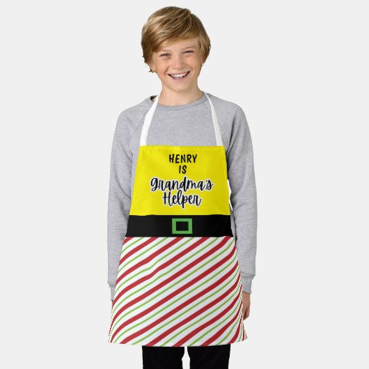 Oma's Helper Rood en Groen Kerstmis Schort (Gedragen)