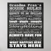 Oma's House Rules - Chalkboard - Aanpassen!! Poster (Voorkant)