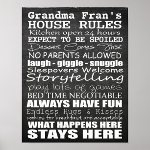 Oma's House Rules - Chalkboard - Aanpassen!! Poster