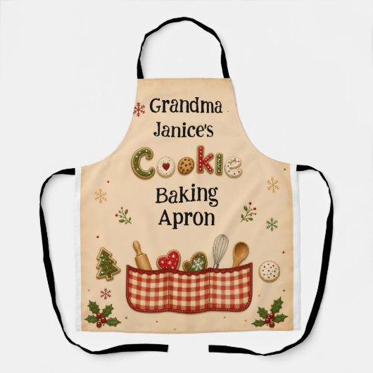 Oma's Kerst Koekjes Bak Apron | Festive Schort (Voorkant)