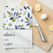 Oma's Keuken Altijd Open Olijftak Patroon Theedoek (Quarter Fold)
