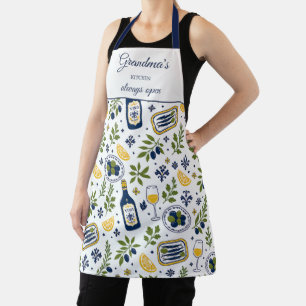 Oma's Keuken Altijd Open Olijven Wijn Patroon Schort