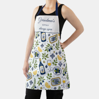 Oma's Keuken Altijd Open Olijven Wijn Patroon Schort