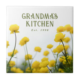 Oma's Keuken Gepersonaliseerde gele Wilde Bloem Tegeltje