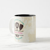 Oma's keuken herinneringen en liefde met gebruiksv tweekleurige koffiemok (Voorkant links)