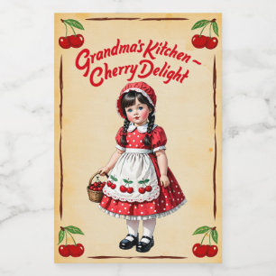 Oma's Keuken Kersen Genot Vintage Voedselcontainer Etiket