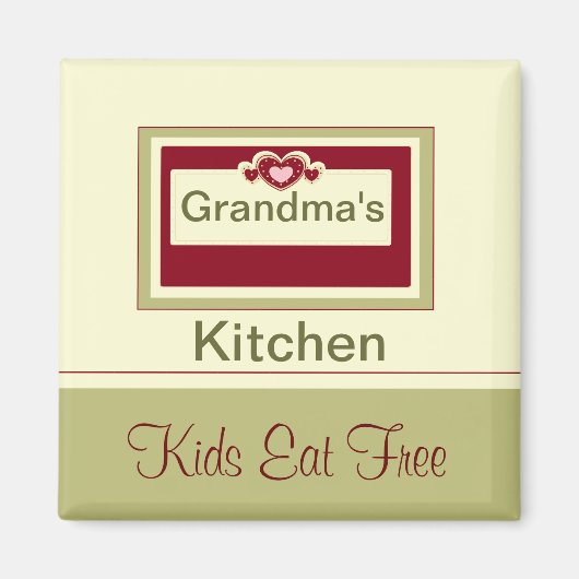 OMA'S KEUKEN / KINDER EET GRATIS MAGNEET (Voorkant)