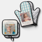 Oma's keuken kleinkinderen twee foto ovenwant & pannenlap set (Voorkant / Achterkant)