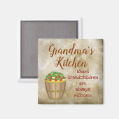 Oma's keuken kleinkinderen welkom appels magneet (Voorkant / Achterkant)