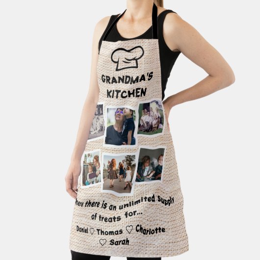 Oma's keuken met aangepaste 6 foto's & namen schort (Insitu)