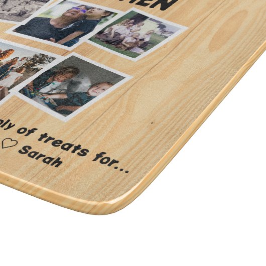 Oma's keuken met aangepaste 6 foto's & namen snijplank (Hoek)