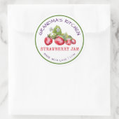 Oma's Keuken Met Liefde Gemaakte Aardbei Jam  Ronde Sticker (Tas)