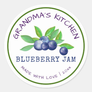 Oma's Keuken Met Liefde Gemaakte Bosbessenjam  Ronde Sticker