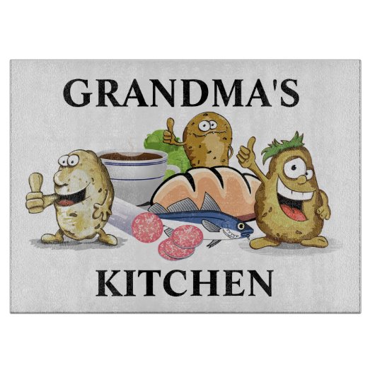 Oma's keuken Mooie voedselkarakters Snijplank (Voorkant)