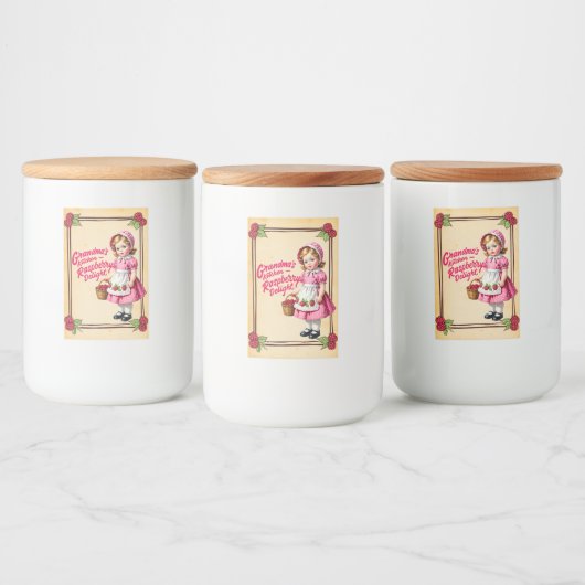 Oma's Keuken Raspberry Delight  Voedselcontainer Etiket (Flessen)