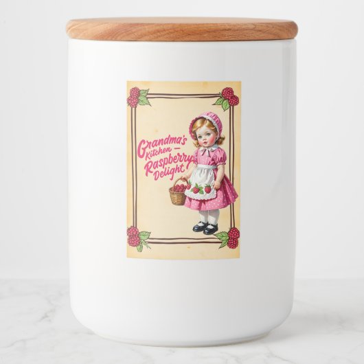 Oma's Keuken Raspberry Delight  Voedselcontainer Etiket (Voorkant)