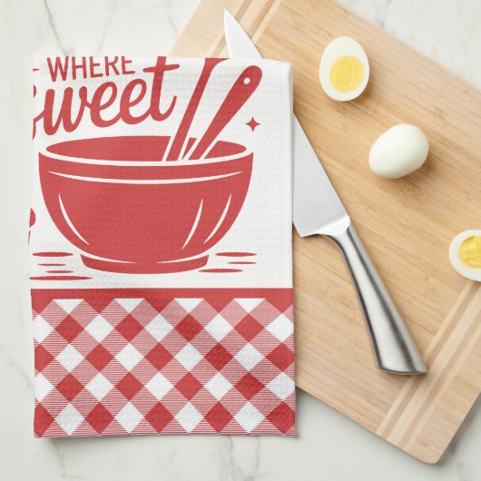 Oma's Keuken Rood Wit Gefilmd Koken Theedoek (Quarter Fold)