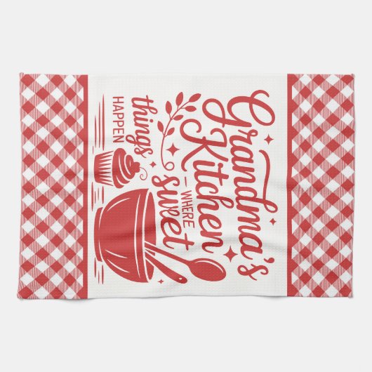 Oma's Keuken Rood Wit Gefilmd Koken Theedoek (Horizontaal)