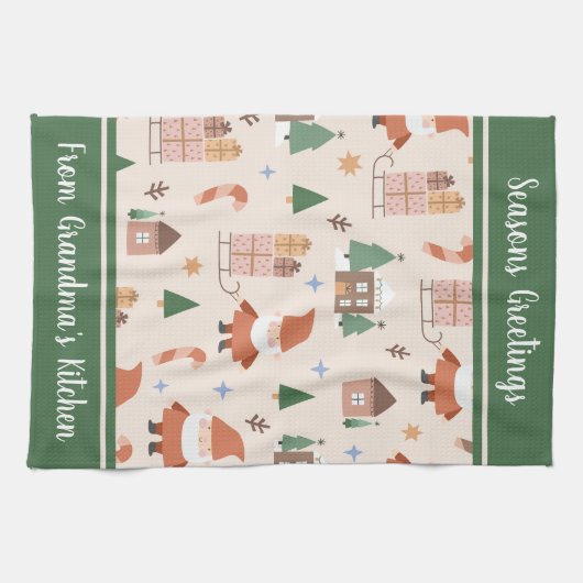 Oma's Keuken Sinterklaas Patroon Gepersonaliseerd Theedoek (Horizontaal)