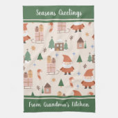 Oma's Keuken Sinterklaas Patroon Gepersonaliseerd Theedoek (Verticaal)